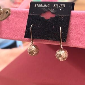 Sterling Silver hammered ball Dangle Earrings